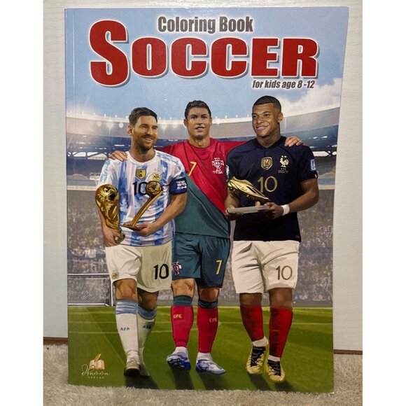 Soccer Coloring Book For Kids Age 8-12 Featuring 50 Soccer Stars - Picture 1 of 4